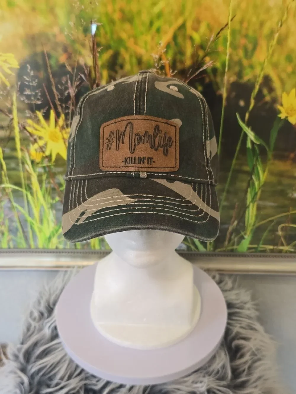Mom Life Graphic Tee Camo Trucker Hat Set Bella Canvas Women’s Size Large